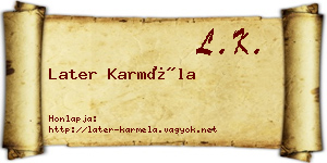 Later Karméla névjegykártya